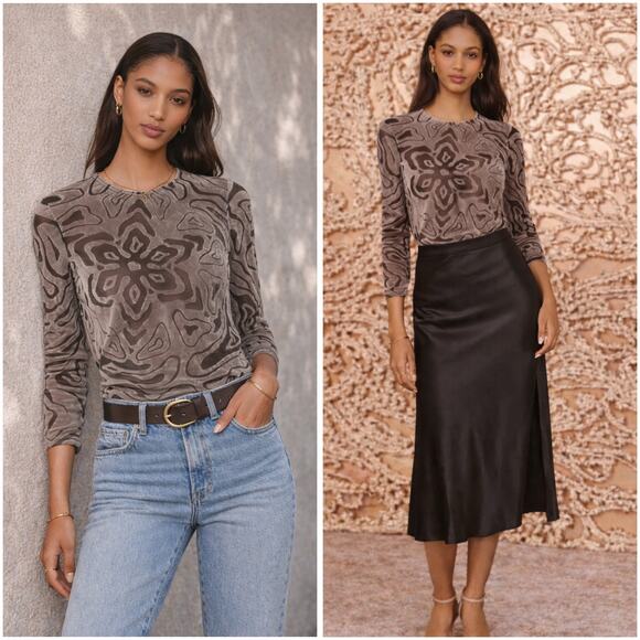 Ulla Johnson Quinn Velvet Burnout Top in Luna Size 12
